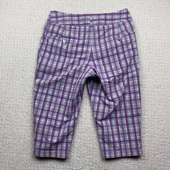 Adidas Capri Pants Womens Plaid Mid Rise Climalite Golf Athletic Casual Read - Picture 9 of 13
